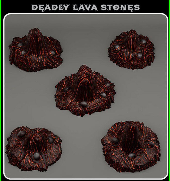 3D Printed Fantastic Plants and Rocks Deadly Lava Stones 28mm - 32mm D&D Wargaming - 3D Printing Boss 