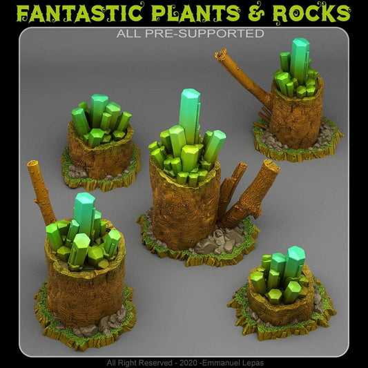 3D Printed Fantastic Plants and Rocks ENERGY CRYSTALS 28mm - 32mm D&D Wargaming - 3D Printing Boss 