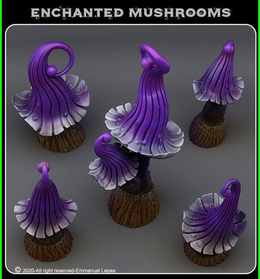 3D Printed Fantastic Plants and Rocks Enchanted Mushrooms 28mm - 32mm D&D Wargaming - 3D Printing Boss 