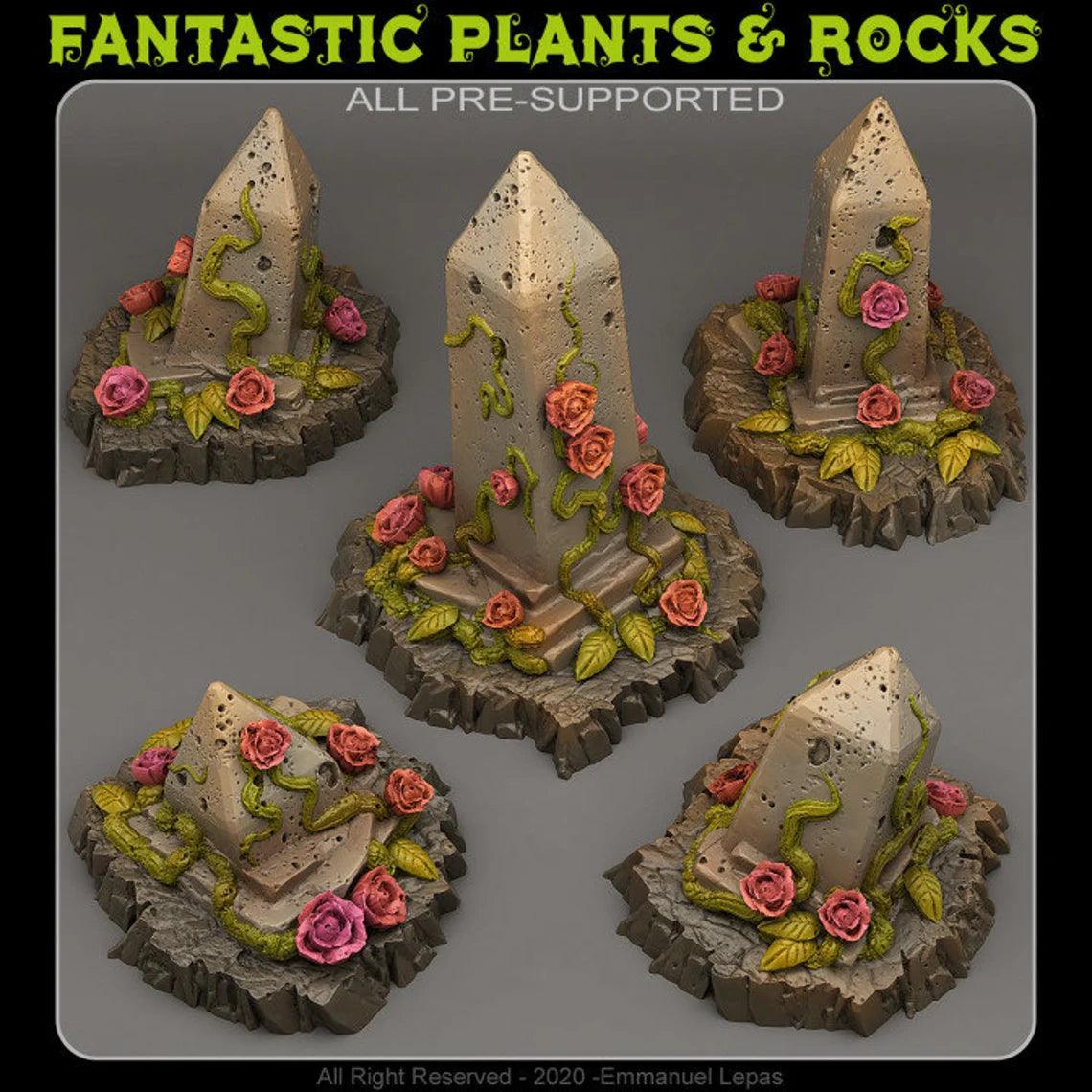 3D Printed Fantastic Plants and Rocks Enchanted Obelisks 28mm - 32mm D&D Wargaming - 3D Printing Boss 