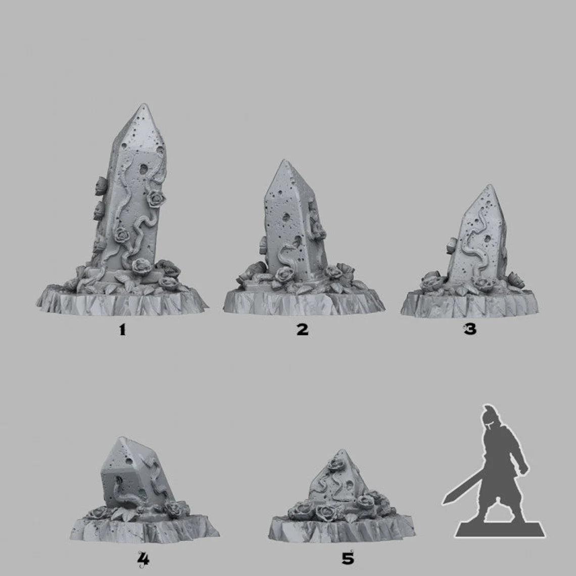 3D Printed Fantastic Plants and Rocks Enchanted Obelisks 28mm - 32mm D&D Wargaming - 3D Printing Boss 