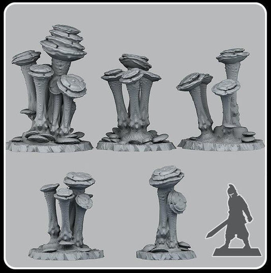3D Printed Fantastic Plants and Rocks Faerie Mushrooms 28mm - 32mm D&D Wargaming - 3D Printing Boss 