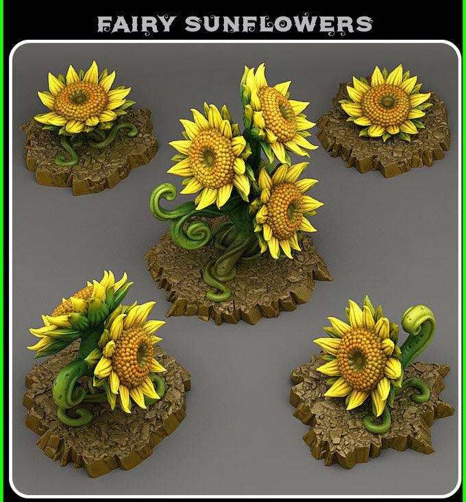 3D Printed Fantastic Plants and Rocks Fairy Sunflowers 28mm - 32mm D&D Wargaming - 3D Printing Boss 