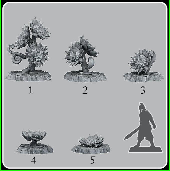 3D Printed Fantastic Plants and Rocks Fairy Sunflowers 28mm - 32mm D&D Wargaming - 3D Printing Boss 