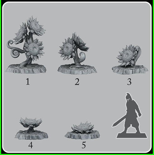 3D Printed Fantastic Plants and Rocks Fairy Sunflowers 28mm - 32mm D&D Wargaming - 3D Printing Boss 