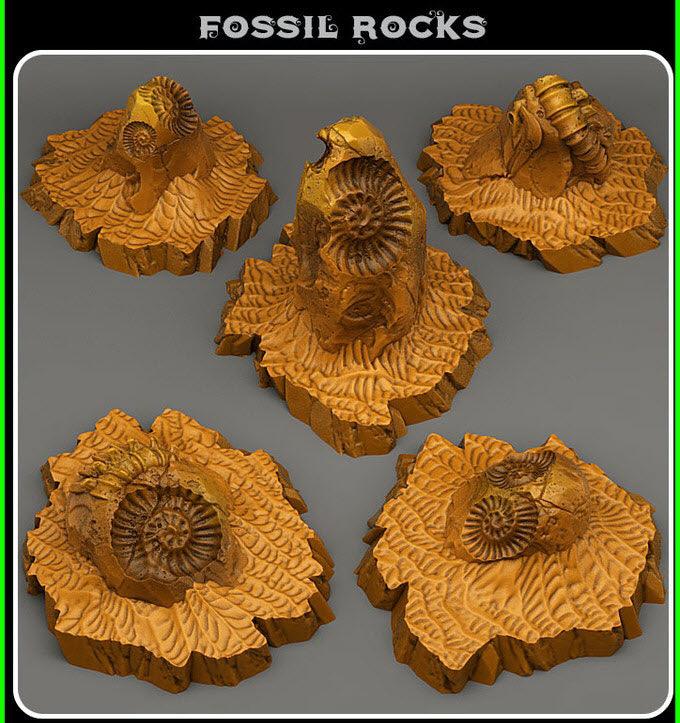 3D Printed Fantastic Plants and Rocks Fossil Rocks 28mm - 32mm D&D Wargaming - 3D Printing Boss 