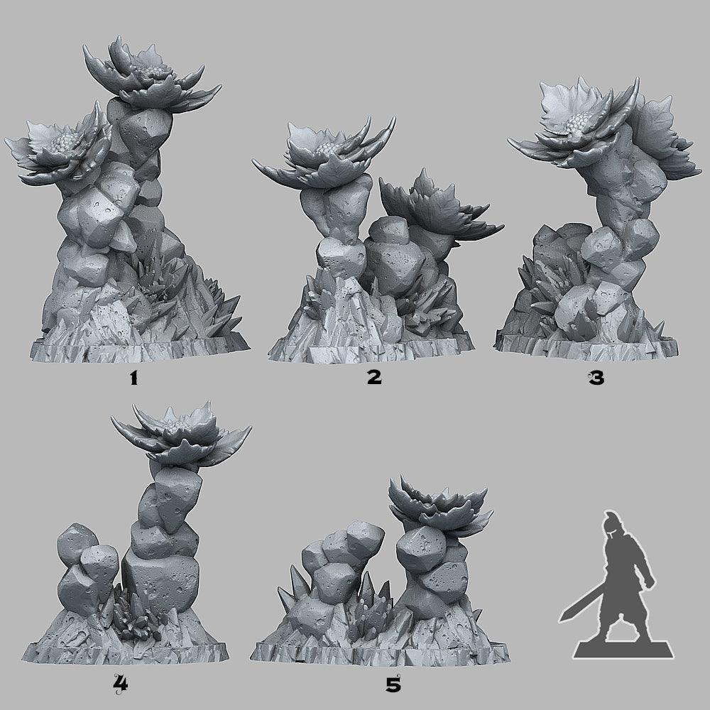 3D Printed Fantastic Plants and Rocks Frozen Flowers 28mm - 32mm D&D Wargaming - 3D Printing Boss 