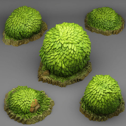 3D Printed Fantastic Plants and Rocks GREEN ROUND BUSH 28mm - 32mm D&D Wargaming - 3D Printing Boss 