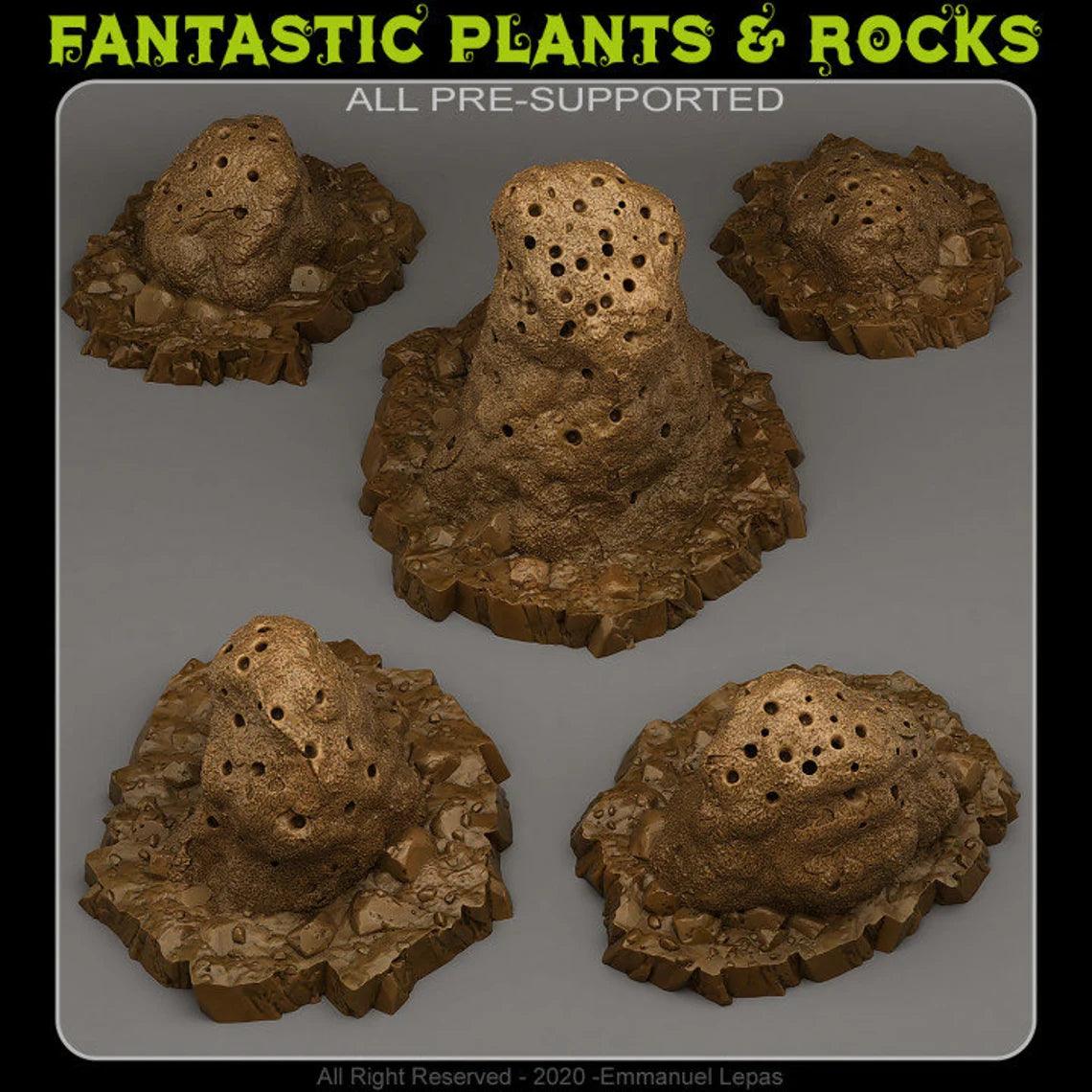3D Printed Fantastic Plants and Rocks Giant Anthills 28mm - 32mm D&D Wargaming - 3D Printing Boss 