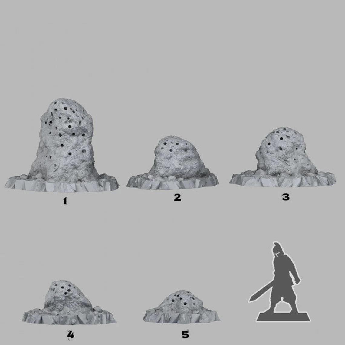 3D Printed Fantastic Plants and Rocks Giant Anthills 28mm - 32mm D&D Wargaming - 3D Printing Boss 