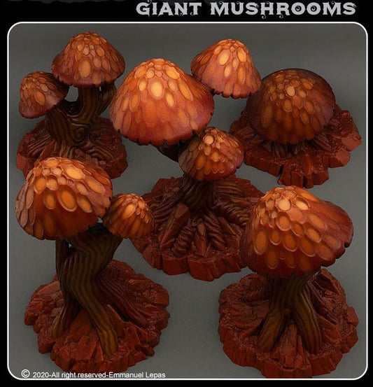 3D Printed Fantastic Plants and Rocks Giant Mushrooms 28mm - 32mm D&D Wargaming - 3D Printing Boss 