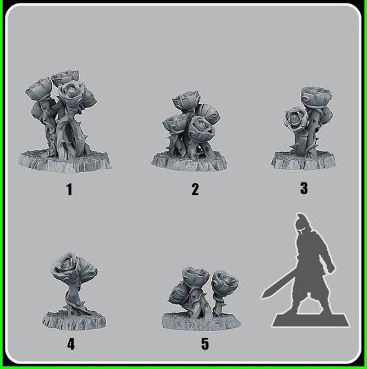 3D Printed Fantastic Plants and Rocks Giant Mystic Roses 28mm - 32mm D&D Wargaming - 3D Printing Boss 