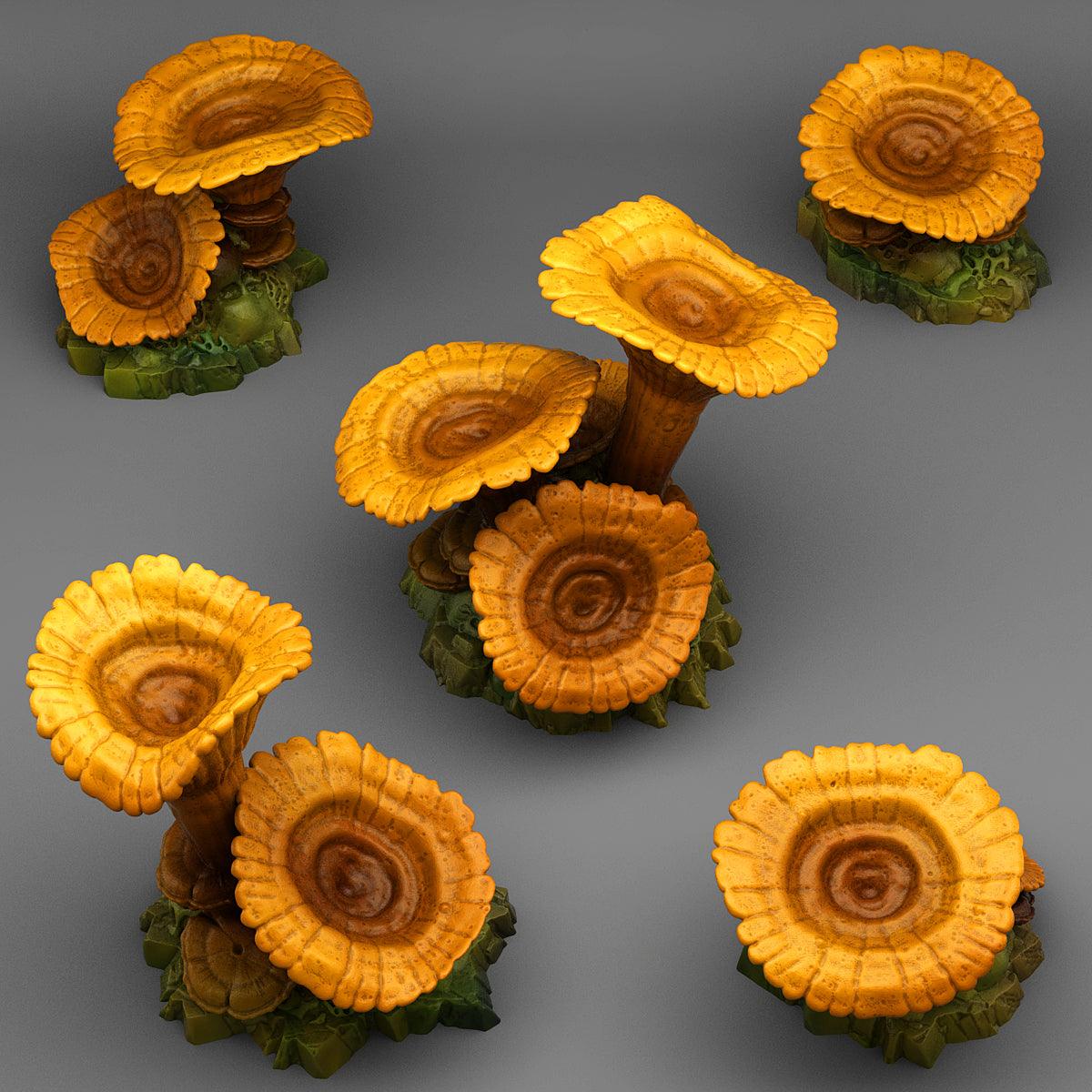 3D Printed Fantastic Plants and Rocks Giant Orange Mushrooms 28mm - 32mm D&D Wargaming - 3D Printing Boss 