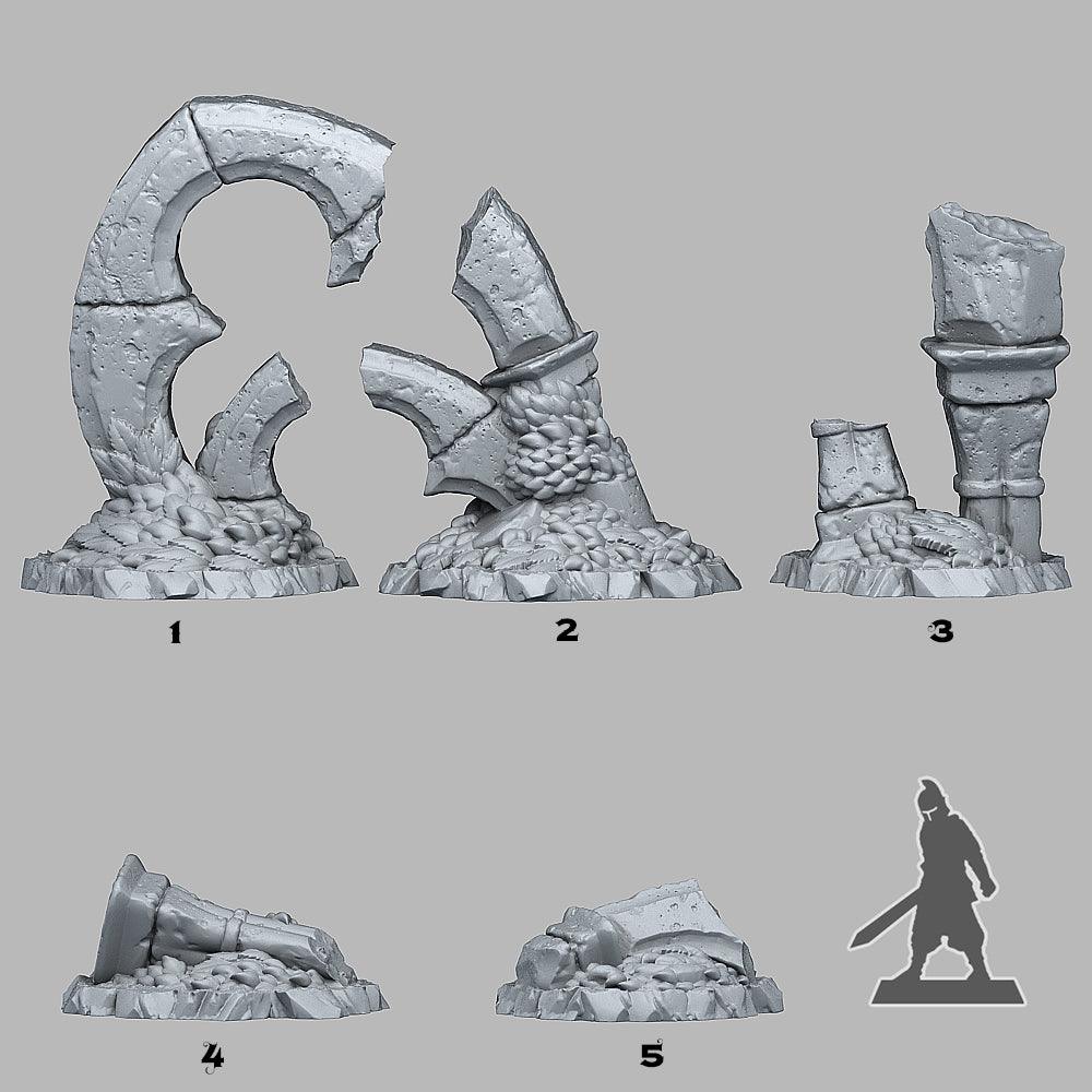 3D Printed Fantastic Plants and Rocks Gothic Ruins 28mm - 32mm D&D Wargaming - 3D Printing Boss 
