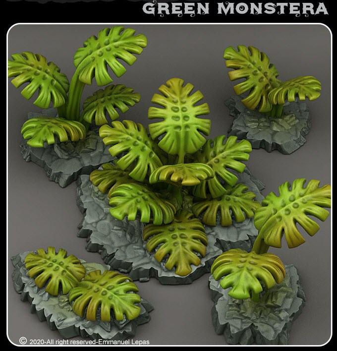 3D Printed Fantastic Plants and Rocks Green Monstera 28mm - 32mm D&D Wargaming - 3D Printing Boss 