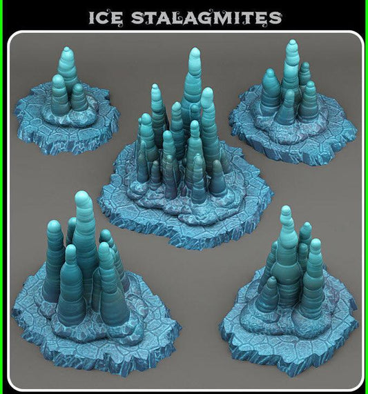 3D Printed Fantastic Plants and Rocks Ice Stalagmites 28mm - 32mm D&D Wargaming - 3D Printing Boss 