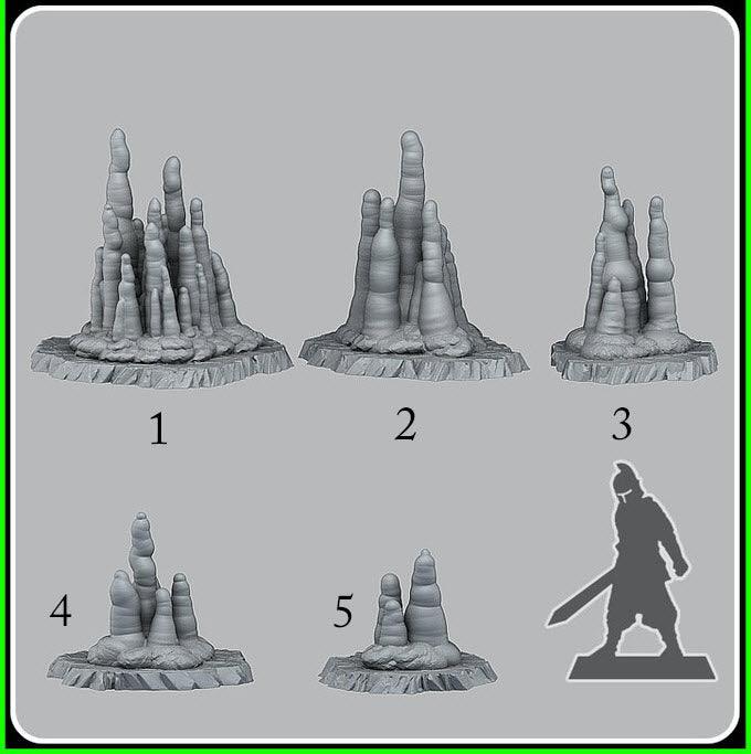3D Printed Fantastic Plants and Rocks Ice Stalagmites 28mm - 32mm D&D Wargaming - 3D Printing Boss 