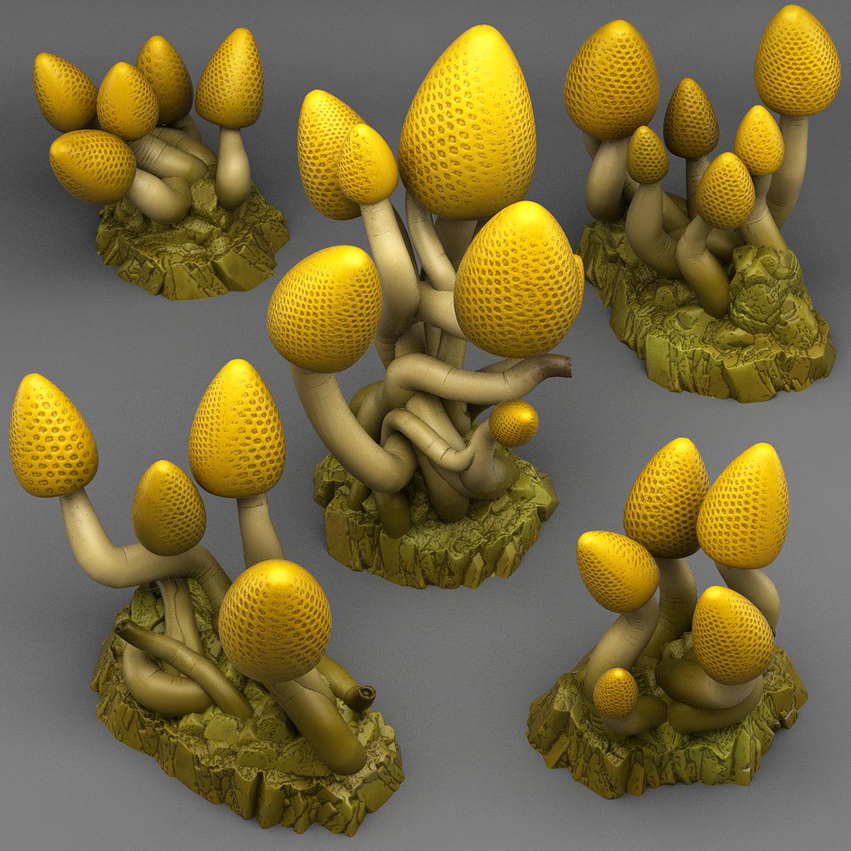 3D Printed Fantastic Plants and Rocks Lemondrop Mushrooms 28mm - 32mm D&D Wargaming - 3D Printing Boss 