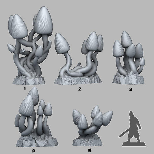3D Printed Fantastic Plants and Rocks Lemondrop Mushrooms 28mm - 32mm D&D Wargaming - 3D Printing Boss 