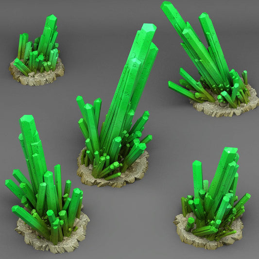 3D Printed Fantastic Plants and Rocks Lethal Green Krystals 28mm - 32mm D&D Wargaming - 3D Printing Boss 