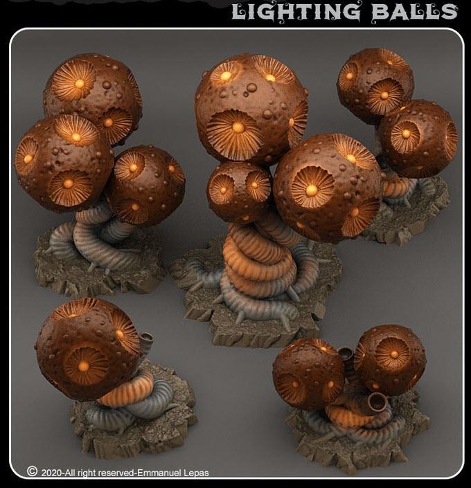 3D Printed Fantastic Plants and Rocks Lighting Balls 28mm - 32mm D&D Wargaming - 3D Printing Boss 