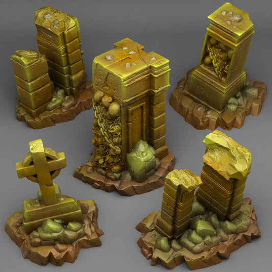 3D Printed Fantastic Plants and Rocks MAUSOLEUM RUINS 28mm - 32mm D&D Wargaming - 3D Printing Boss 