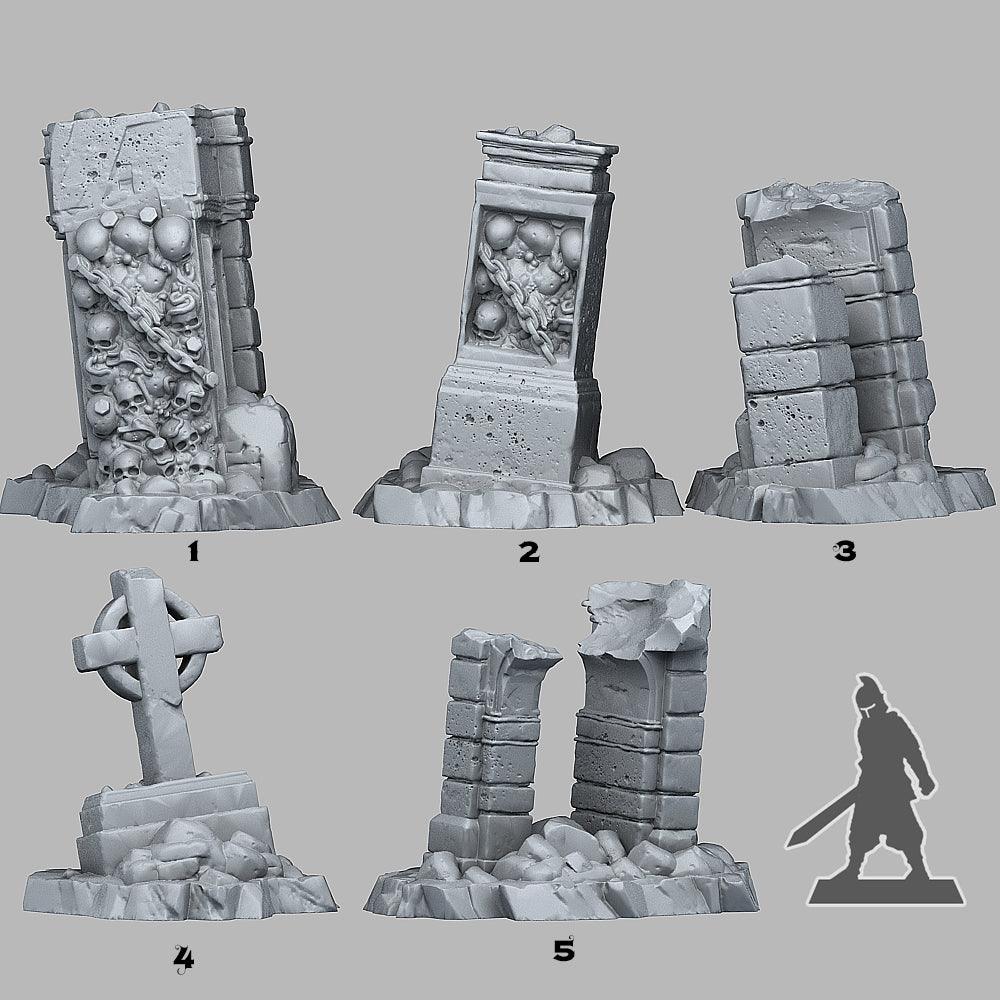 3D Printed Fantastic Plants and Rocks MAUSOLEUM RUINS 28mm - 32mm D&D Wargaming - 3D Printing Boss 