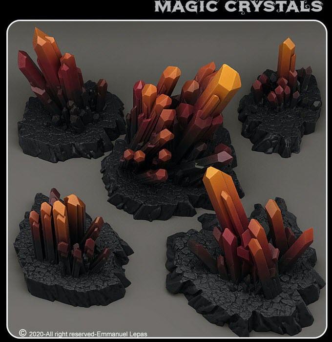 3D Printed Fantastic Plants and Rocks Magic Crystals 28mm - 32mm D&D Wargaming - 3D Printing Boss 
