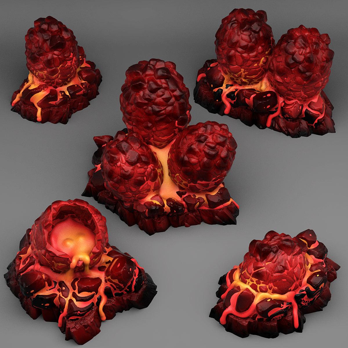 3D Printed Fantastic Plants and Rocks Magma Dragon Eggs 28mm - 32mm D&D Wargaming - 3D Printing Boss 