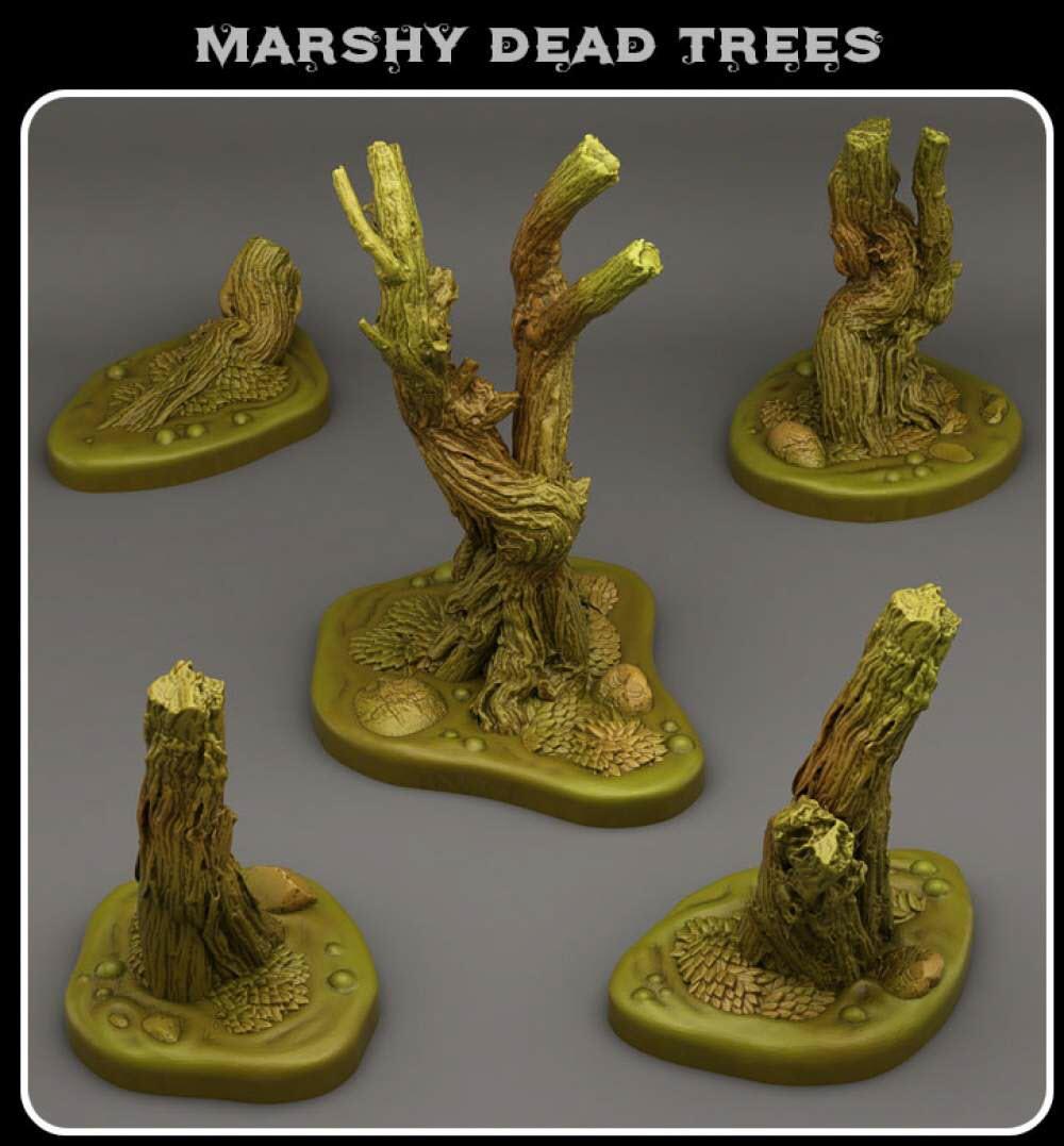 3D Printed Fantastic Plants and Rocks Marshy Dead Trees 28mm - 32mm D&D Wargaming - 3D Printing Boss 
