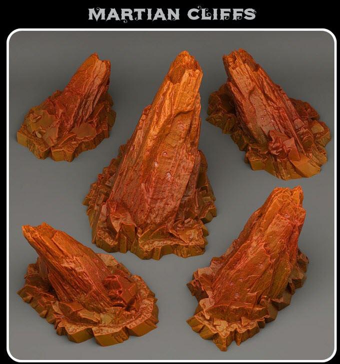 3D Printed Fantastic Plants and Rocks Martian Cliffs 28mm - 32mm D&D Wargaming - 3D Printing Boss 