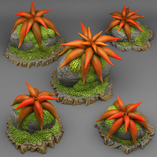 3D Printed Fantastic Plants and Rocks Mysterious Starfish Flowers 28mm - 32mm D&D Wargaming - 3D Printing Boss 