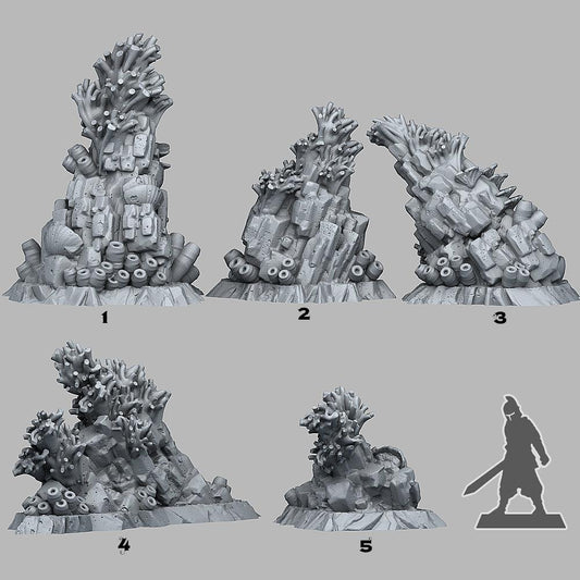 3D Printed Fantastic Plants and Rocks Mystical Coral Rocks 28mm - 32mm D&D Wargaming - 3D Printing Boss 