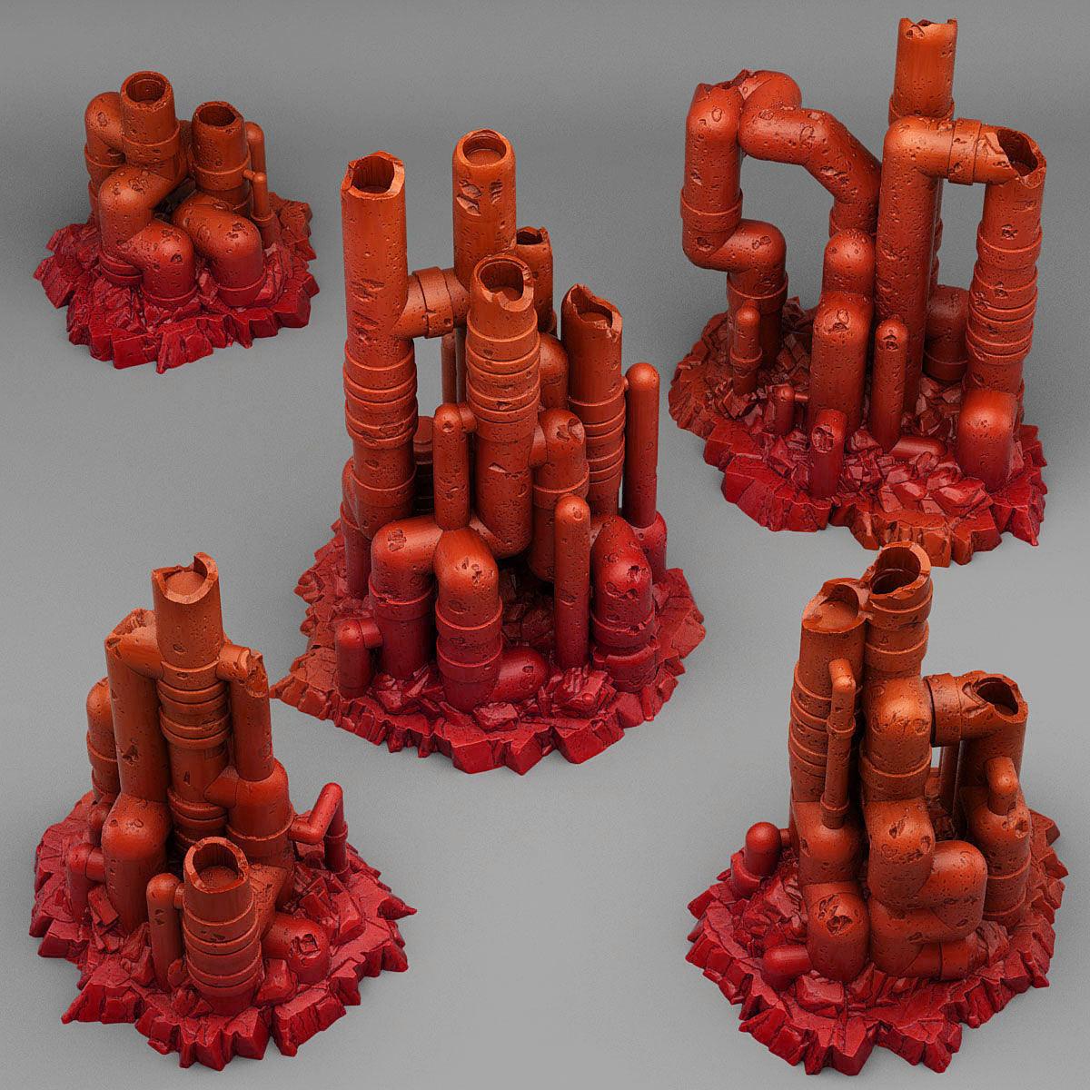 3D Printed Fantastic Plants and Rocks Neglected Martian Pipeworks 28mm - 32mm D&D Wargaming - 3D Printing Boss 