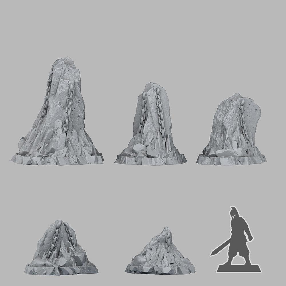 3D Printed Fantastic Plants and Rocks OLD HELL ROCKS 28mm - 32mm D&D Wargaming - 3D Printing Boss 
