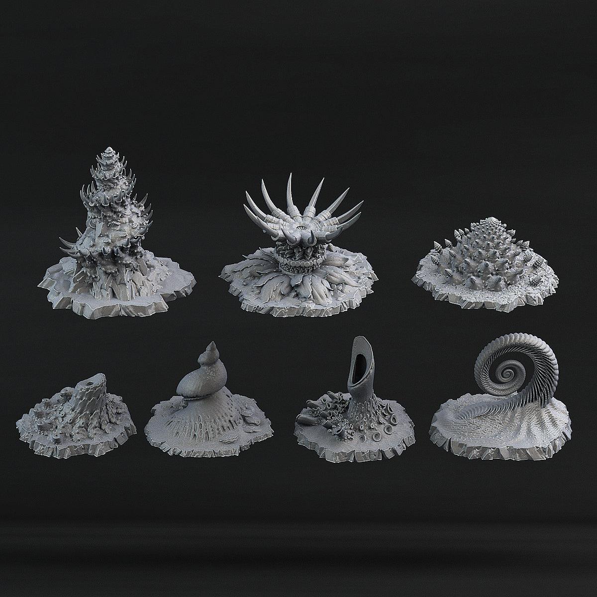 3D Printed Fantastic Plants and Rocks Ocean Sea Terrain Set 28mm - 32mm D&D Wargaming - 3D Printing Boss 
