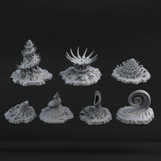 3D Printed Fantastic Plants and Rocks Ocean Sea Terrain Set 28mm - 32mm D&D Wargaming - 3D Printing Boss 