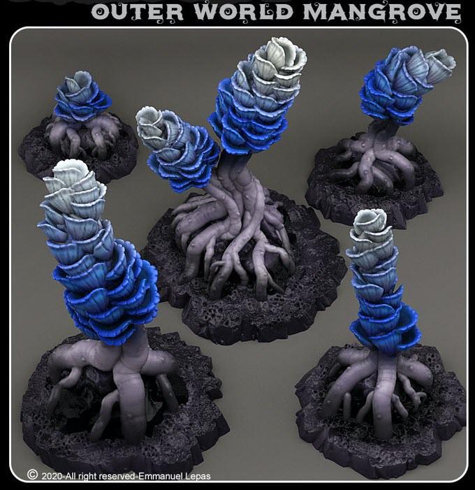 3D Printed Fantastic Plants and Rocks Outer World Mangrove 28mm - 32mm D&D Wargaming - 3D Printing Boss 