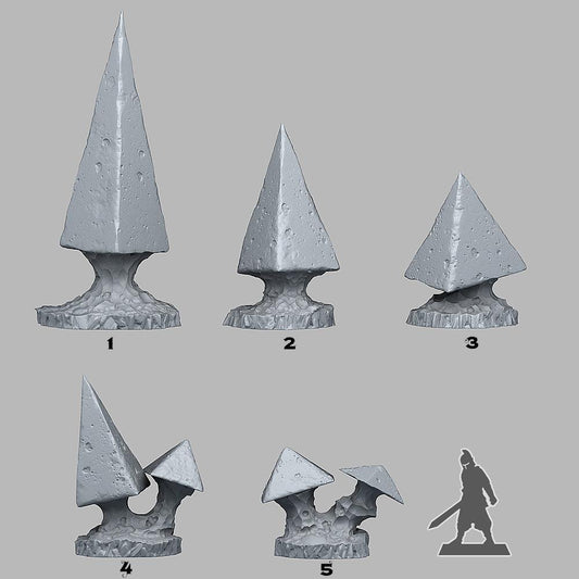 3D Printed Fantastic Plants and Rocks PYRAMID MUSHROOMS 28mm - 32mm D&D Wargaming - 3D Printing Boss 