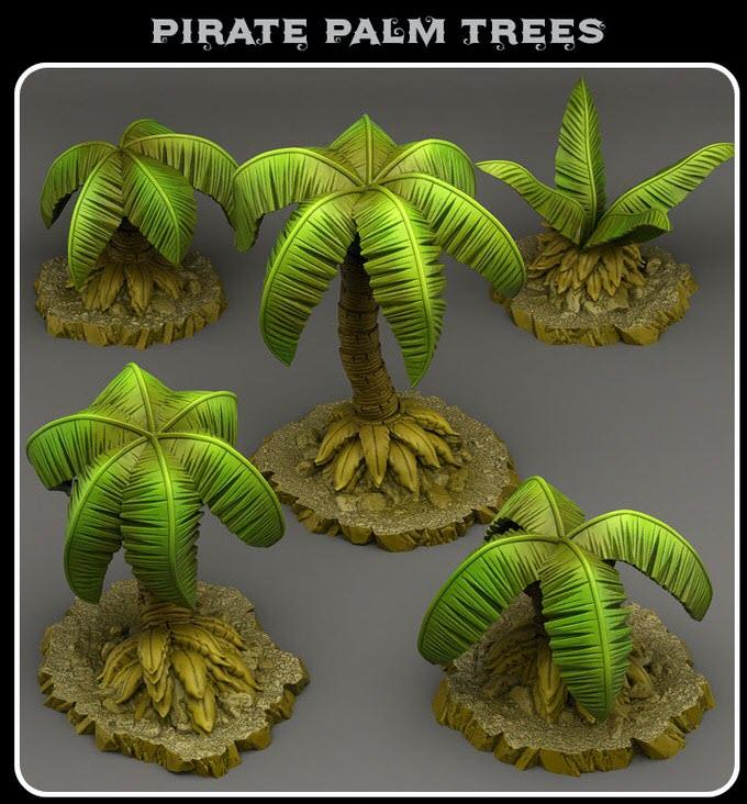 3D Printed Fantastic Plants and Rocks Pirates Palm Trees 28mm - 32mm D&D Wargaming - 3D Printing Boss 