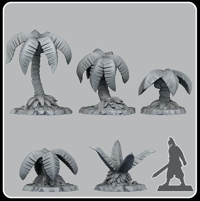 3D Printed Fantastic Plants and Rocks Pirates Palm Trees 28mm - 32mm D&D Wargaming - 3D Printing Boss 