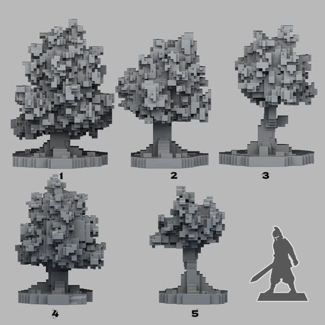 3D Printed Fantastic Plants and Rocks Pixel Trees 28mm - 32mm D&D Wargaming - 3D Printing Boss 