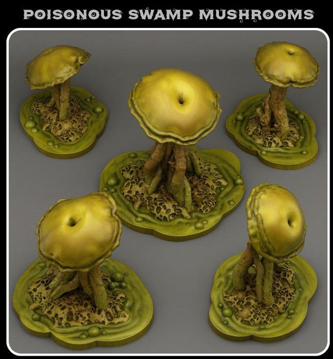 3D Printed Fantastic Plants and Rocks Poisonous Swamp Mushrooms 28mm - 32mm D&D Wargaming - 3D Printing Boss 