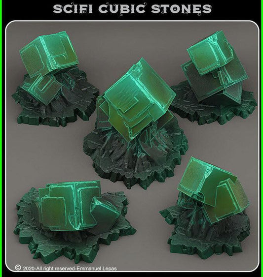 3D Printed Fantastic Plants and Rocks Scifi Cubic Stones 28mm - 32mm D&D Wargaming - 3D Printing Boss 