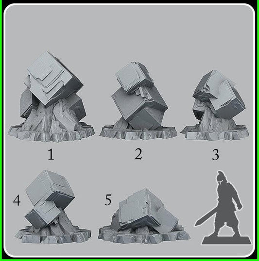 3D Printed Fantastic Plants and Rocks Scifi Cubic Stones 28mm - 32mm D&D Wargaming - 3D Printing Boss 