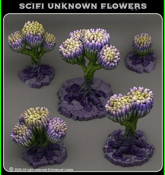3D Printed Fantastic Plants and Rocks Scifi Unknown Flowers 28mm - 32mm D&D Wargaming - 3D Printing Boss 