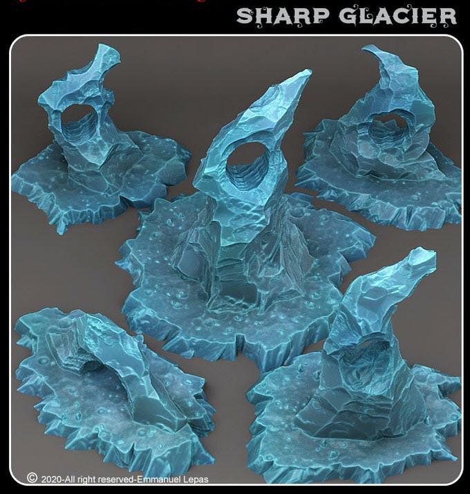 3D Printed Fantastic Plants and Rocks Sharp Glacier 28mm - 32mm D&D Wargaming - 3D Printing Boss 