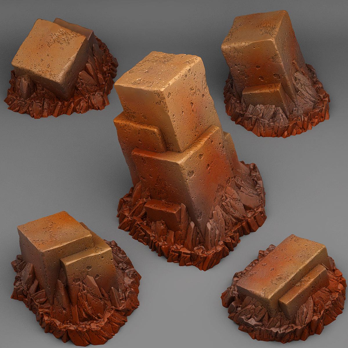 3D Printed Fantastic Plants and Rocks Sugarcube Pillars 28mm - 32mm D&D Wargaming - 3D Printing Boss 