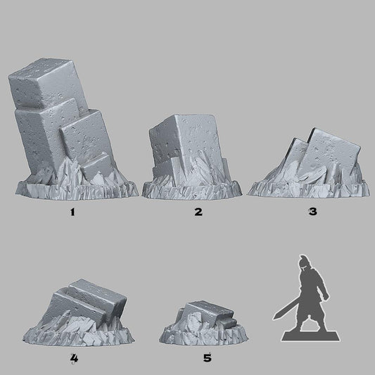 3D Printed Fantastic Plants and Rocks Sugarcube Pillars 28mm - 32mm D&D Wargaming - 3D Printing Boss 