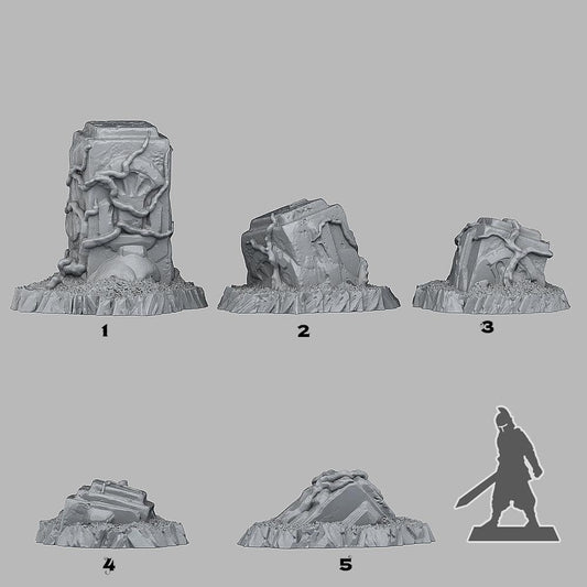 3D Printed Fantastic Plants and Rocks TROPICAL RUINS 28mm - 32mm D&D Wargaming - 3D Printing Boss 
